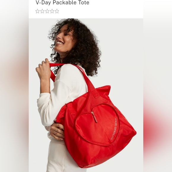 NWT Victoria's Secret VS Red Heart V-Day Packable Recycled Reusable Tote Bag - Picture 1 of 10